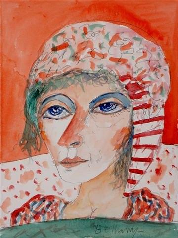 Appraisal: JOHN BELLANY b - Portrait of a lady wearing a