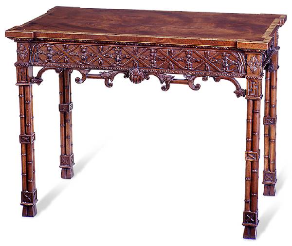 Appraisal: A Chinese Chippendale style mahogany silver table The fretwork carved