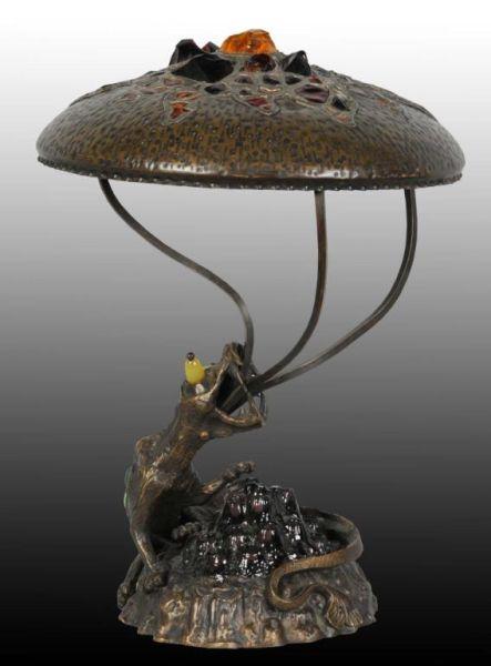 Appraisal: Austrian Bronze Lizard Lamp with Jewels Description Rare Jewels inset