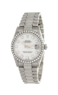 Appraisal: An Karat White Gold Ref Oyster Perpetual Datejust Rolex dwts