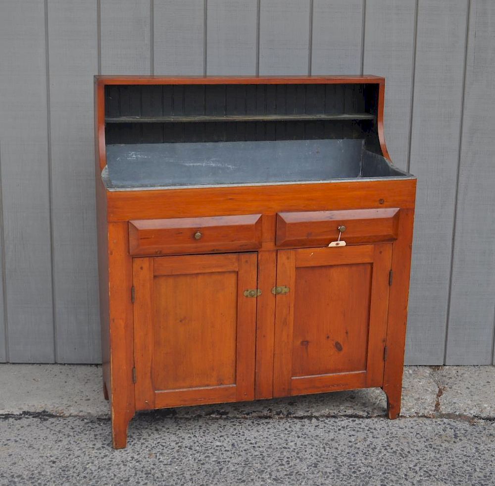 Appraisal: American Country Pine Dry Sink with metal liner two drawers