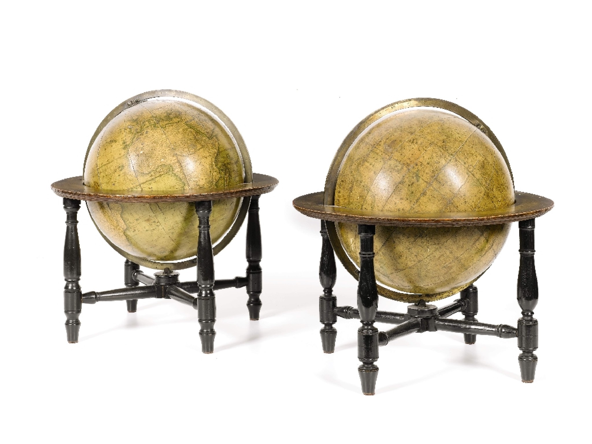 Appraisal: Pair of William IV Newton's terrestrial and celestial table globes