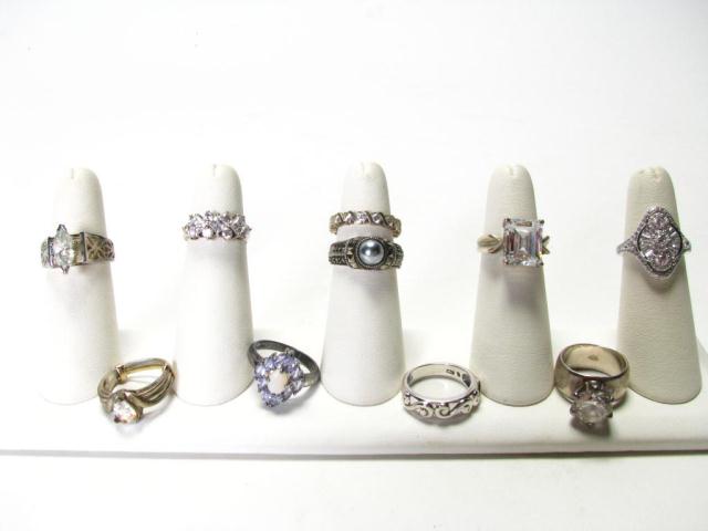 Appraisal: Ten Assorted Design Sterling Silver Rings grams