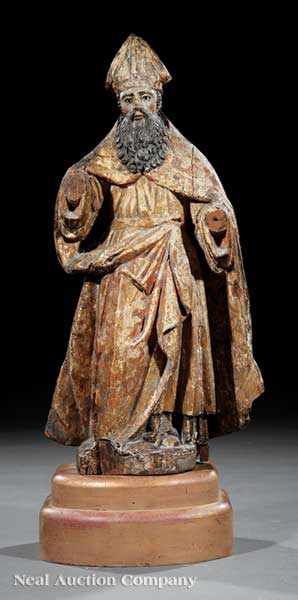 Appraisal: A Polychromed and Carved Wood Figure of a Standing Saint