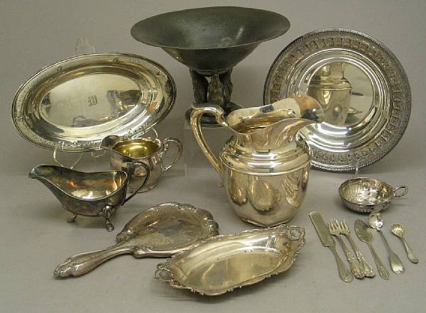 Appraisal: A group of silver pewter and plated table articles and