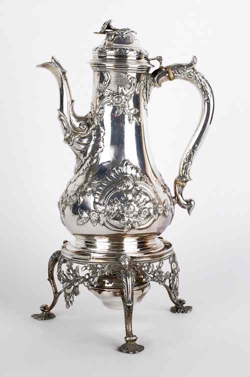 Appraisal: Samuel Kirk silver coffee pot ca with extensive repouss decoration