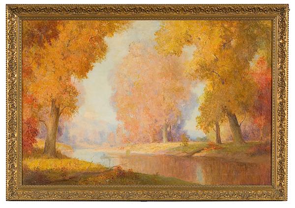 Appraisal: AUTUMN LANDSCAPE BY FREDERICK RUSHING ROE OIL ON CANVAS Frederick