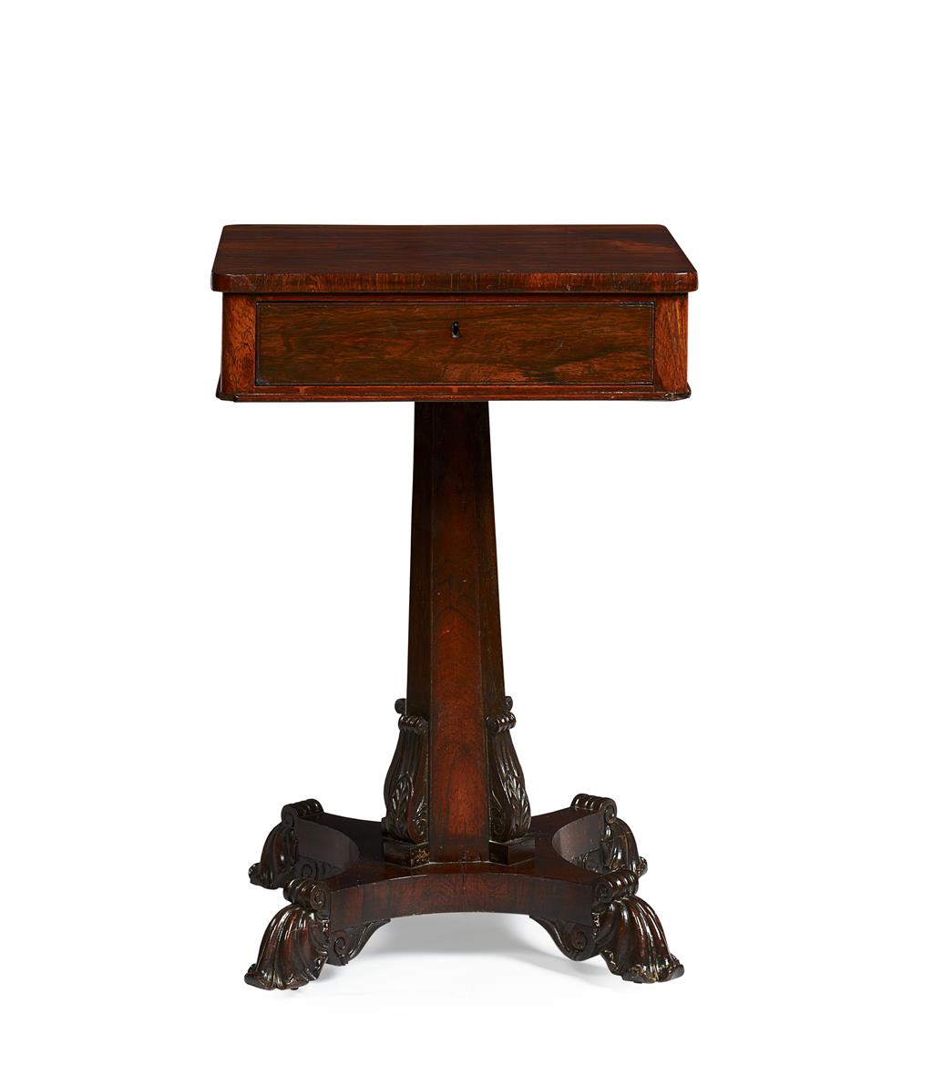 Appraisal: WILLIAM IV ROSEWOOD WORK TABLE CIRCA the rounded rectangular top