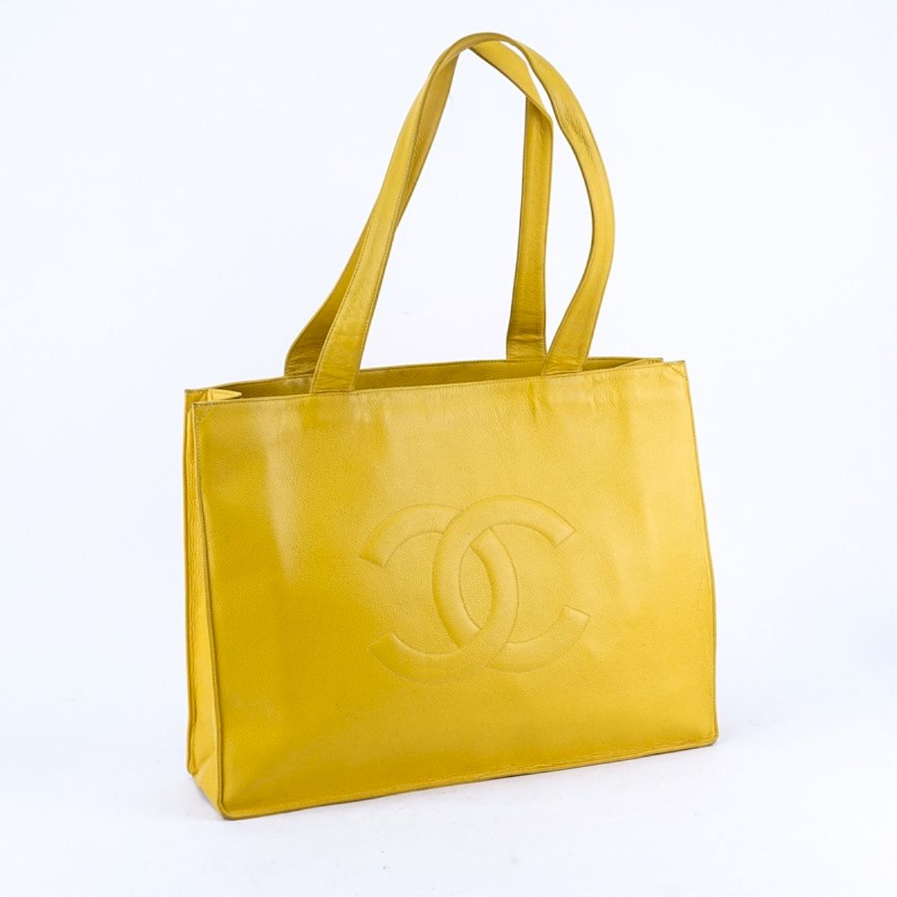 Appraisal: Chanel Yellow Caviar Leather Vintage Tote Chanel Yellow Caviar Leather