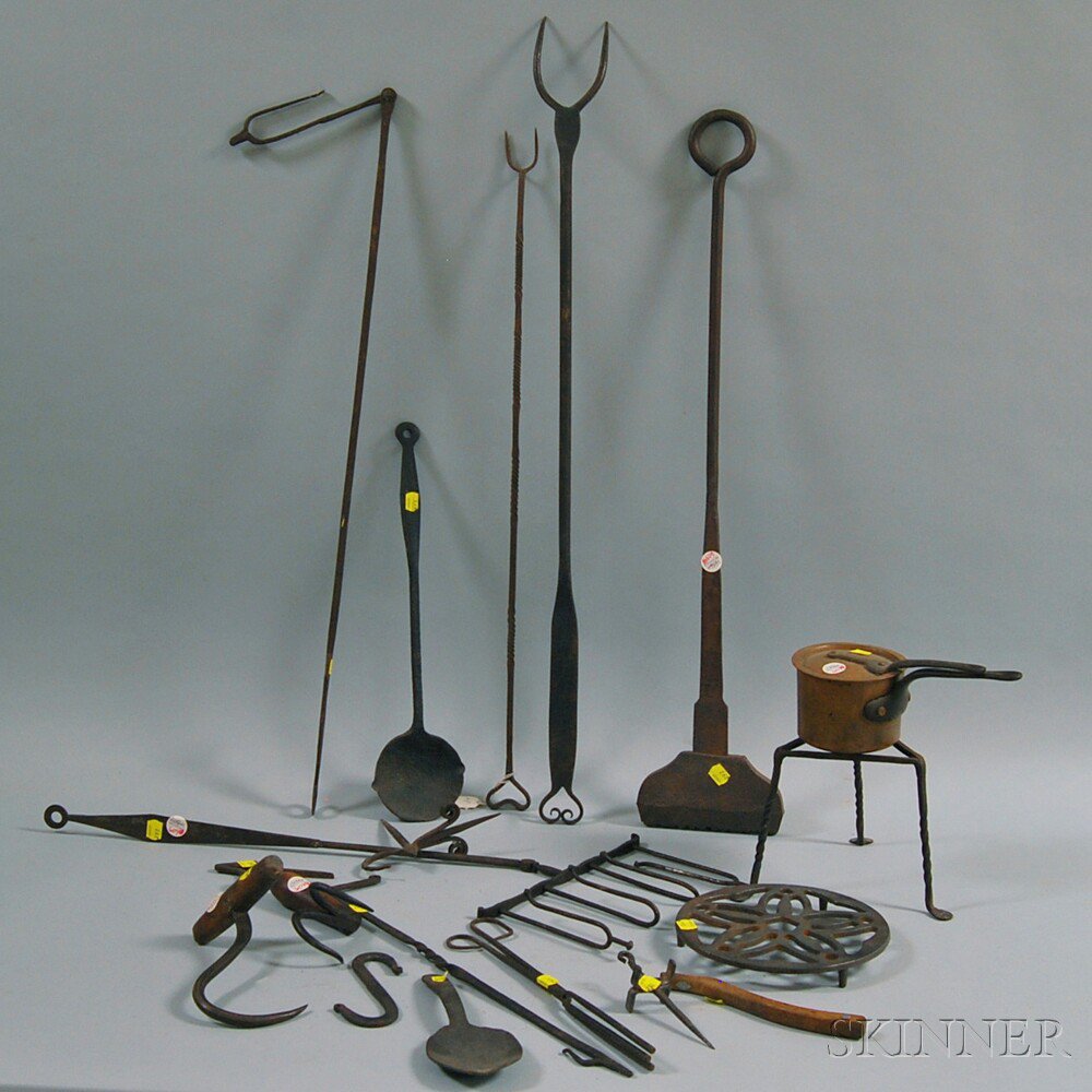 Appraisal: Approximately Eighteen Mostly Wrought and Cast Iron Tools and Accessories