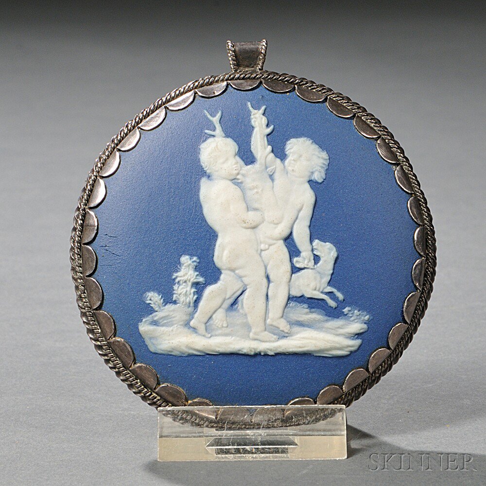 Appraisal: Wedgwood Dark Blue Jasper Dip Pendant Brooch England late th