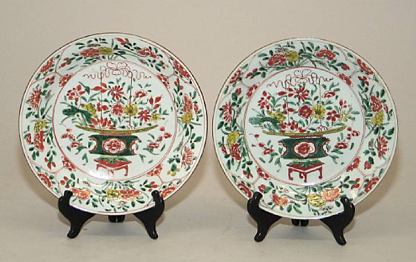 Appraisal: A pair of Chinese famille vert dished plates th century