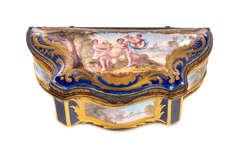 Appraisal: Artist Signed French-Sevres Porcelain Box French-Sevres Porcelain Trinket Box with