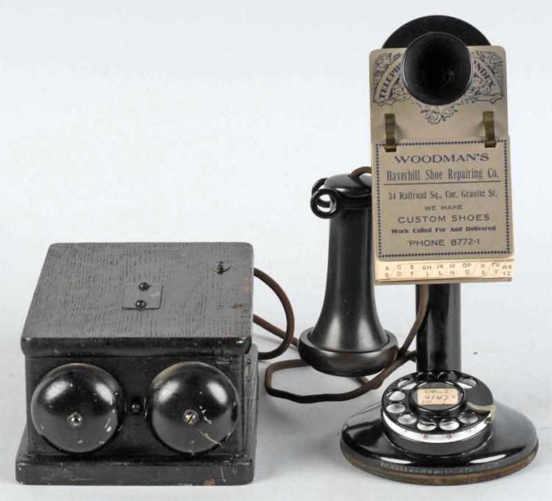 Appraisal: Western Electric Dial Candlestick Telephone Description Circa Black over brass