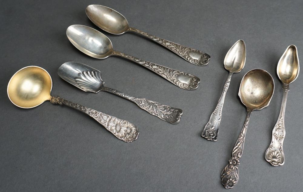 Appraisal: SEVEN ASSORTED STERLING SILVER FLAT TABLE ARTICLES L OF LADLE