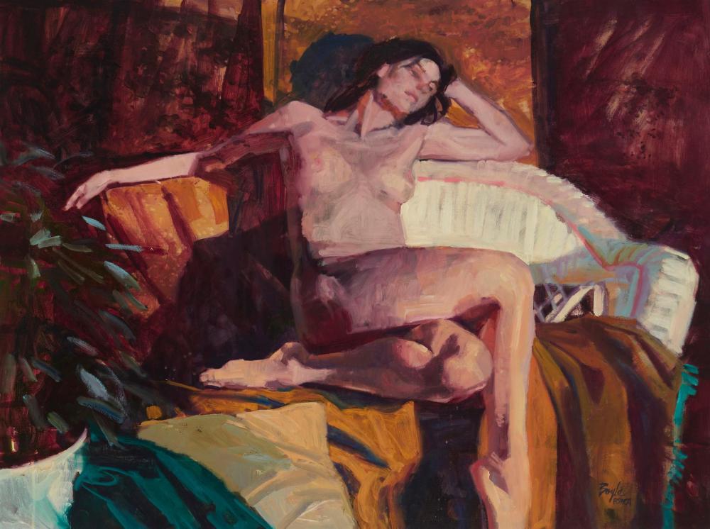 Appraisal: NEIL BOYLE - RECLINING NUDE FIGURE OIL ON CANVAS H