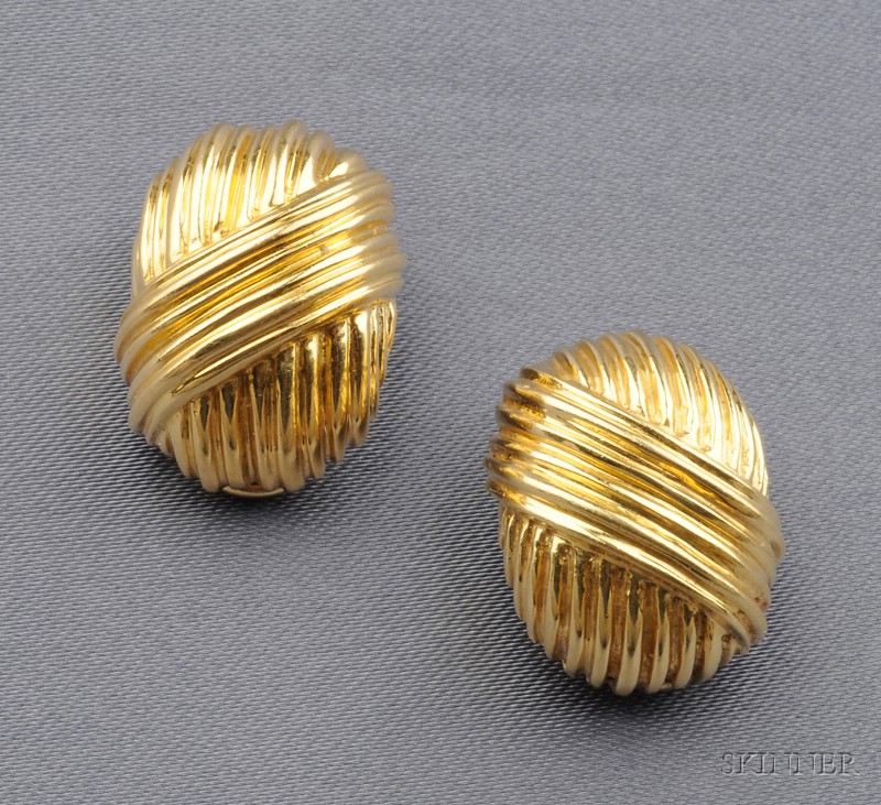 Appraisal: kt Gold Earclips Tiffany Co each designed as a wrapped