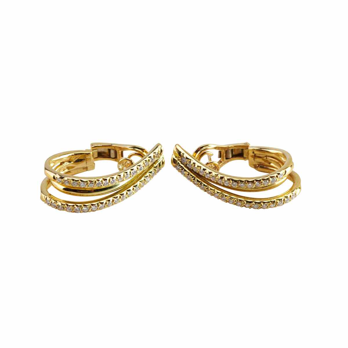 Appraisal: Pair Of Italian k Yellow Gold Earrings each set with