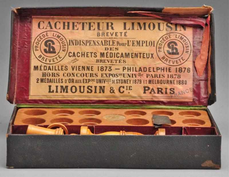 Appraisal: Cacheteur Limousin Apothecary Set in Box Description Circa to French