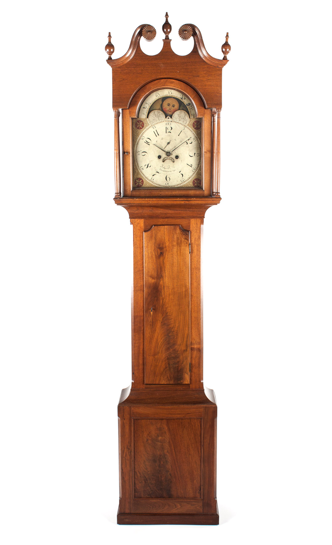 Appraisal: Federal walnut tall-case clock John Fessler Frederick MD circa broken-arched