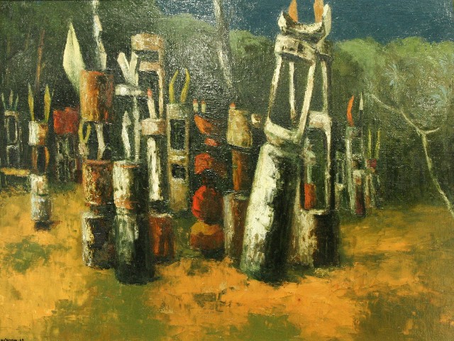 Appraisal: Sali Herman - Aboriginal Burial Ground no oil on board