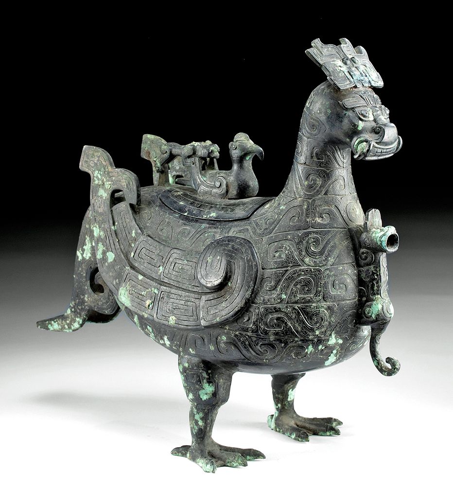 Appraisal: Chinese Shang Dynasty Bronze Bird Ritual Ewer East Asia China