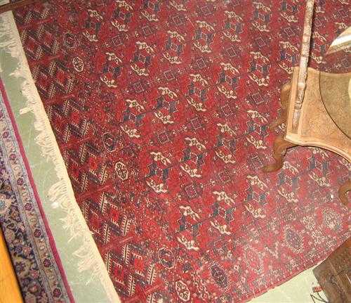 Appraisal: TEKKE BOCHARA antique Red ground with five gul rows strong