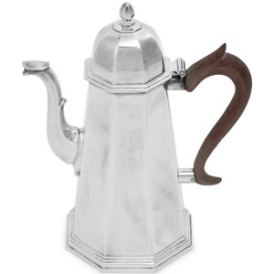 Appraisal: An English Silver Coffee Pot Maker's Mark 'RE' London of