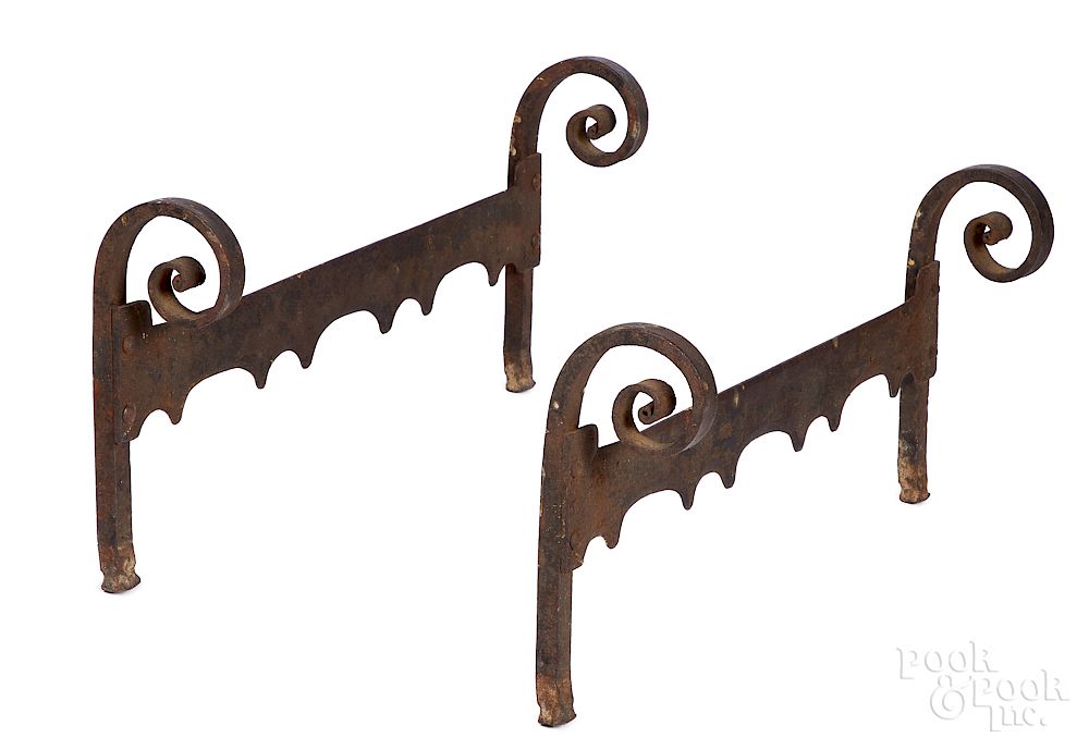 Appraisal: Pair of large wrought iron boot scrapes Pair of large