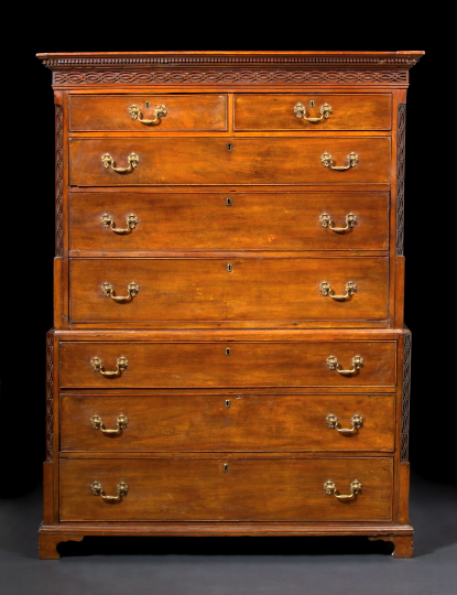 Appraisal: George III Mahogany Chest-on-Chest fourth quarter th century the molded