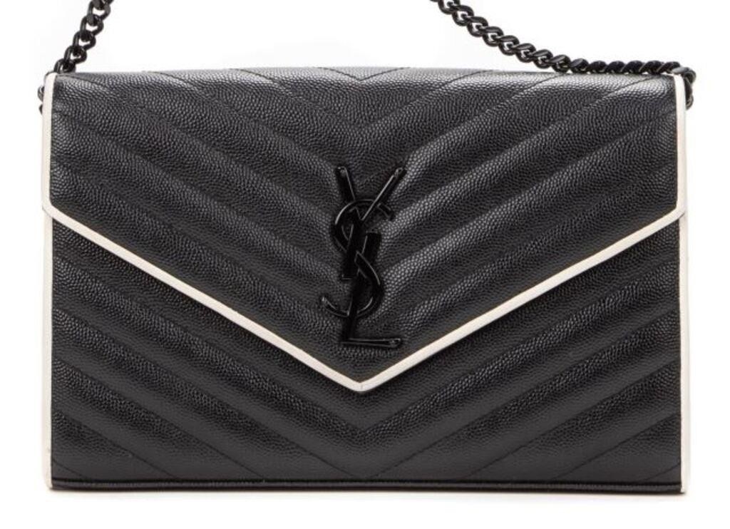 Appraisal: Yves Saint Laurent Matelasse wallet shoulder bag in black grained