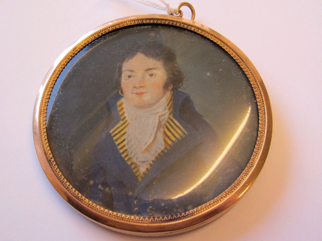 Appraisal: French portrait miniature in yellow metal pendant mount