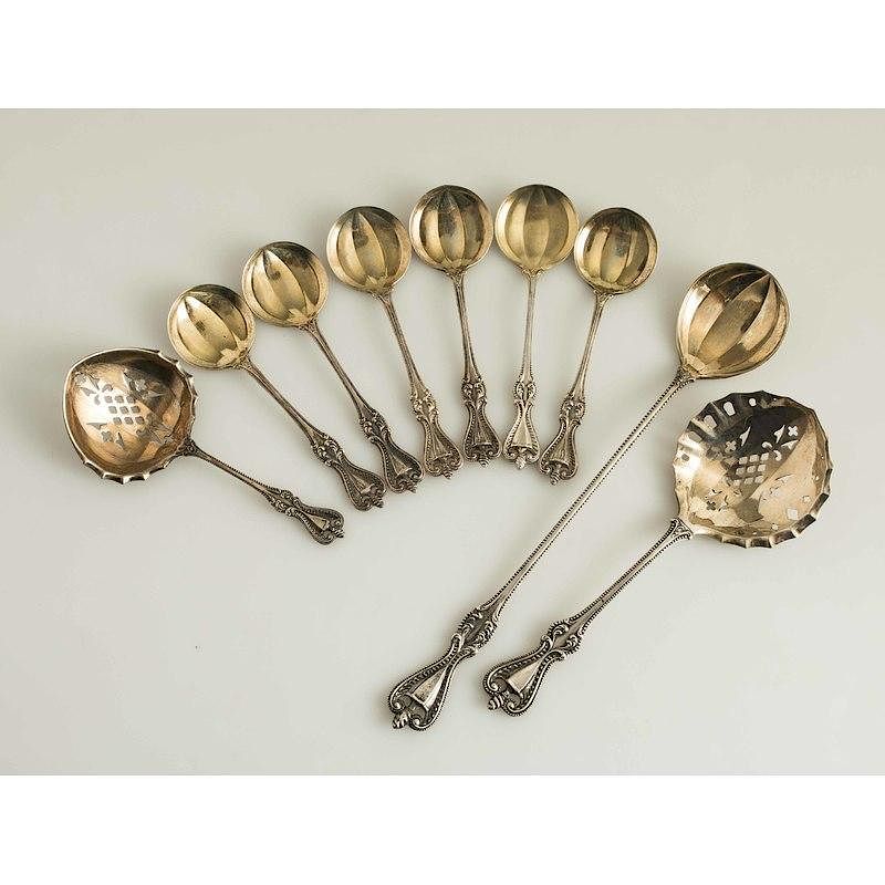 Appraisal: Old Colonial Sterling Chocolate Spoons Assorted Spoons Lot of assorted