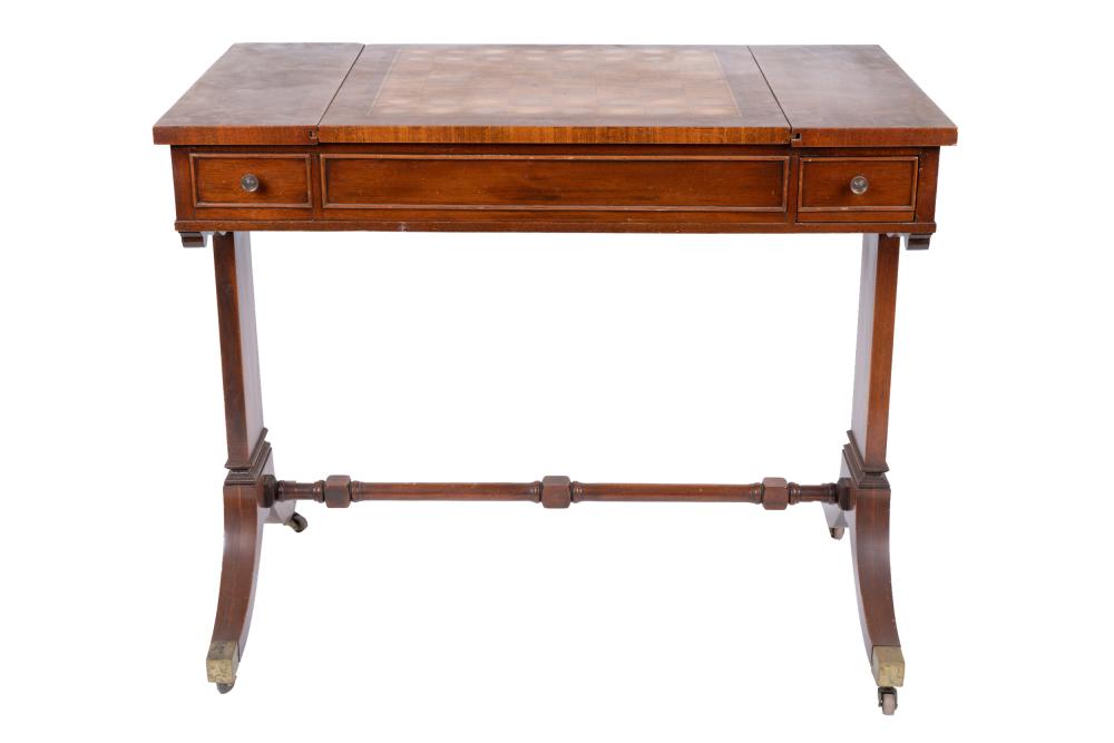 Appraisal: MAHOGANY TRIC-TRAC TABLEthe rectangular top fitted with a checkerboard sliding