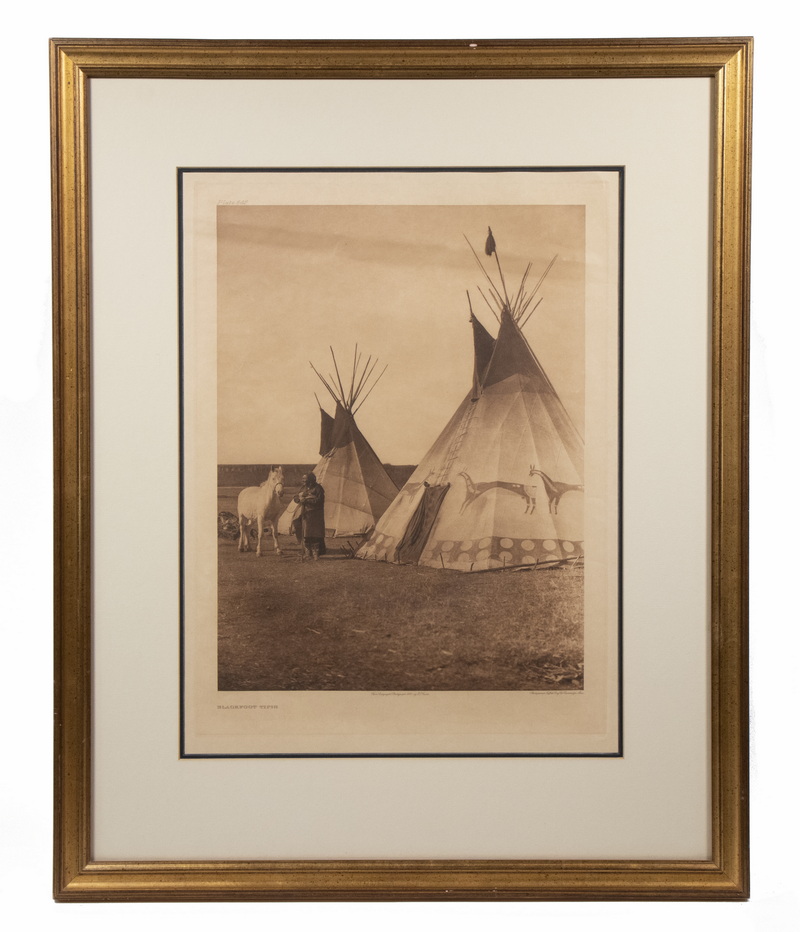 Appraisal: EDWARD SHERIFF CURTIS - Blackfoot Tipis Plate sepia photogravure copyright