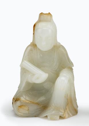 Appraisal: Chinese white jade Quanyin Qing dynasty