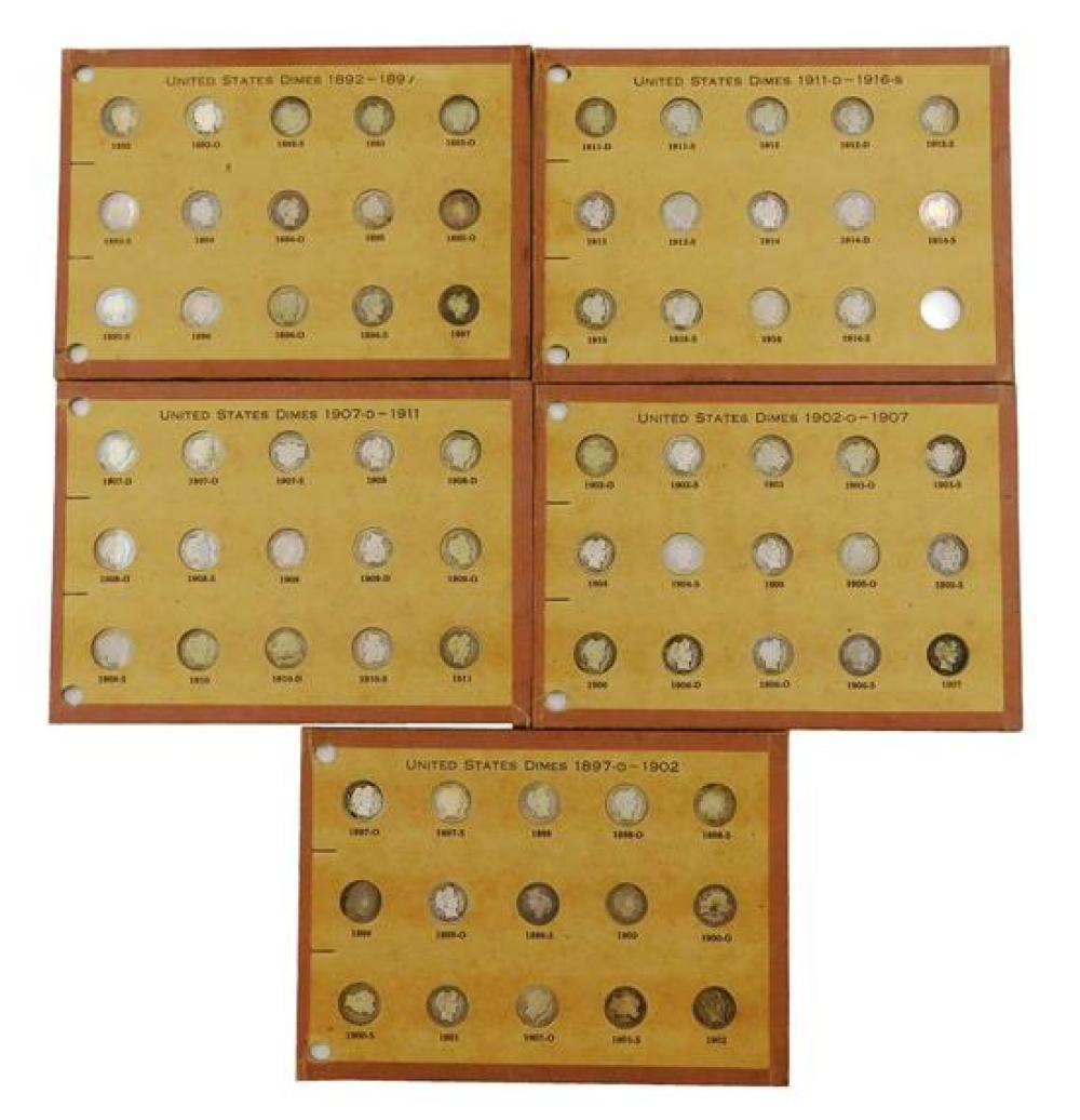 Appraisal: COINS Complete set of Barber dimes grades range from about