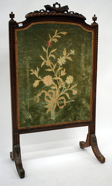 Appraisal: A LATE TH CENTURY FRENCH CARVED WALNUT FIRE SCREEN with