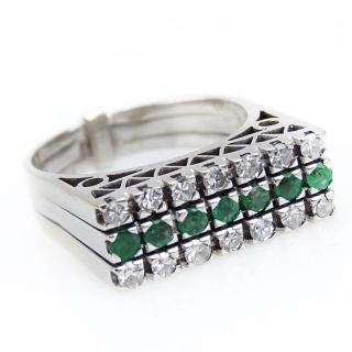 Appraisal: Vintage Diamond Emerald and Karat White Gold Band Comprised of