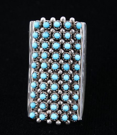 Appraisal: Zuni S Haloo Petite Point Turquoise Silver Ring For your