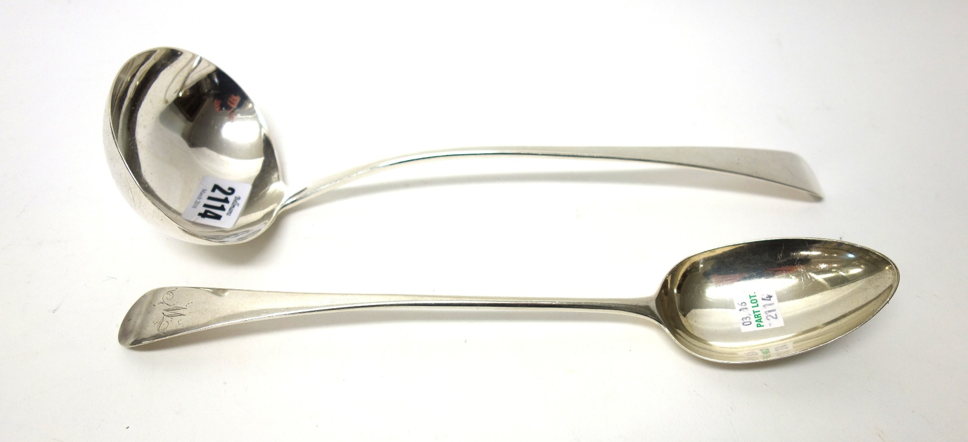 Appraisal: A George III silver Old English pattern soup ladle London