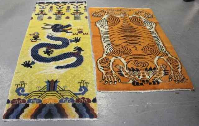 Appraisal: Vintage Chinese Handmade Carpets Both throw rugs From a Larchmont