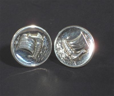 Appraisal: A pair of Georg Jensen silver earrings cast with galleons