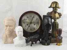 Appraisal: A mixed lot comprising a mantel clock three busts and