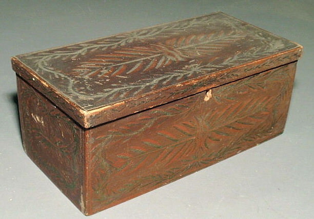 Appraisal: Pine storage box th c with original paint decoration h