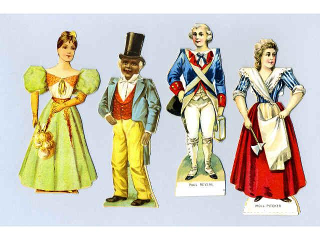 Appraisal: Portrait Dolls Theater Figures Cut from Sheets Ca Twenty-three figures