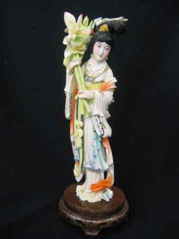 Appraisal: Chinese Carved Ivory Figurine of a Lady fancy polychrome gold