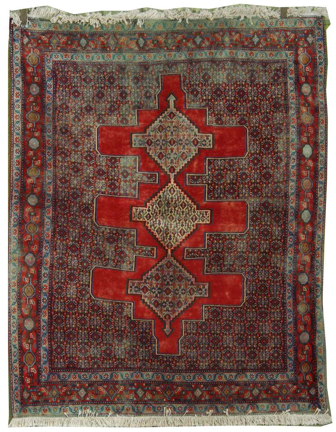 Appraisal: ORIENTAL RUG SIRJAN ' x ' '' Three linked medallions