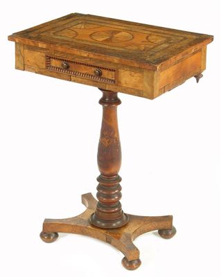 Appraisal: An early th century yew wood and specimen wood pedestal