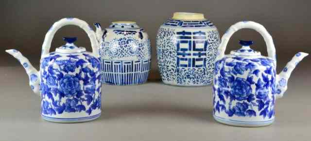 Appraisal: Pcs Chinese Blue and White Porcelain ItemsTo include two large